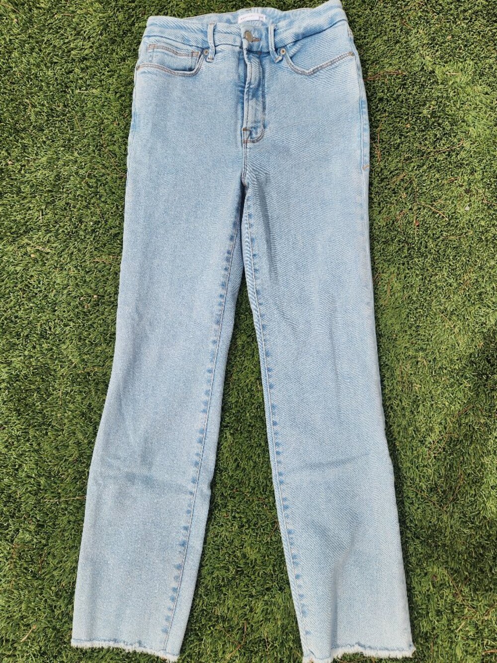 Good American Light Wash Raw Hem High Rise Jeans Size 6 / 28